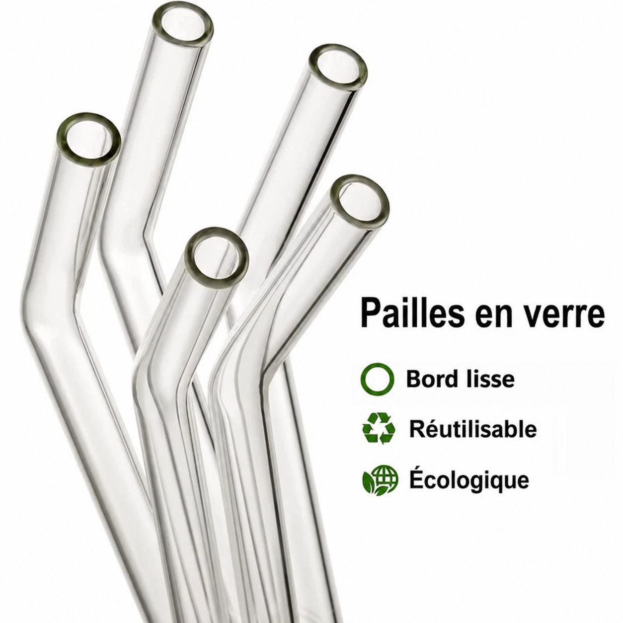 Pailles en verre réutilisables | Lot de 8 pièces ou 4 pièces